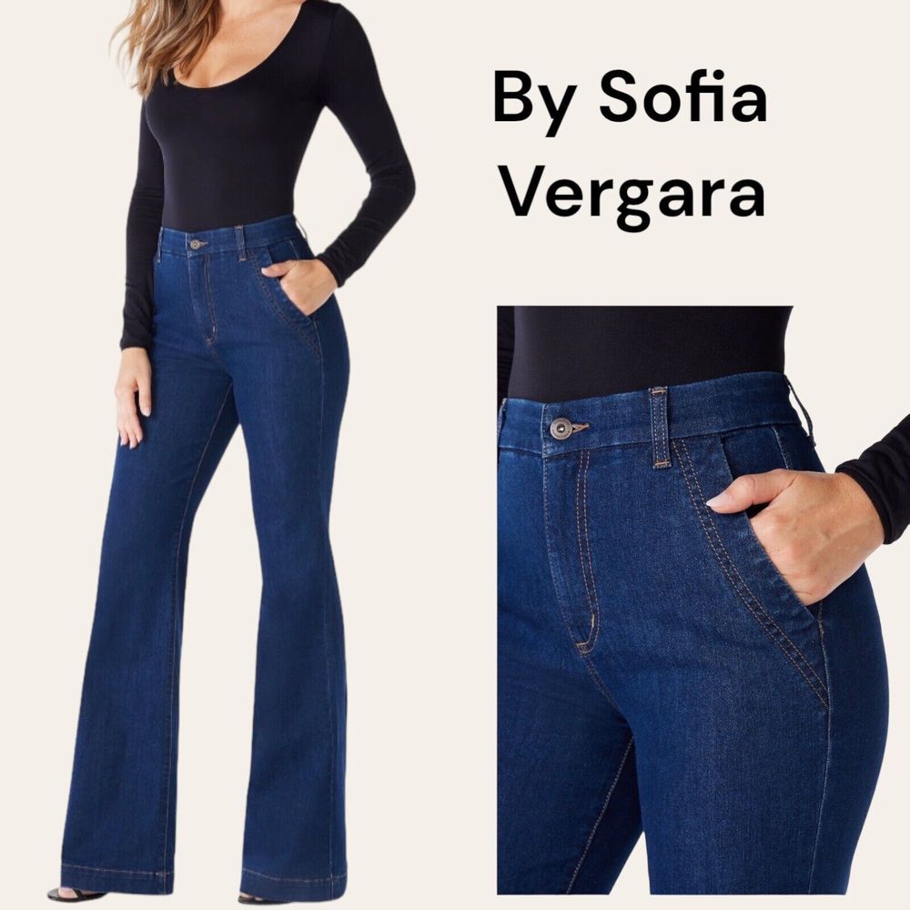 Sofia Jeans by Sofia Vergara Trouser Flare Various Size 16 Dark Wash Women NWT - Picture 1 of 13